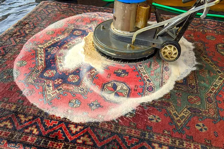 Woven rug cleaning